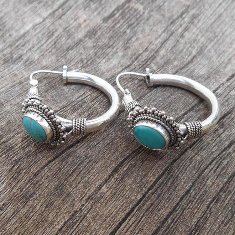 Chic™ | Boucles d'oreilles rétro turquoise — Doumira