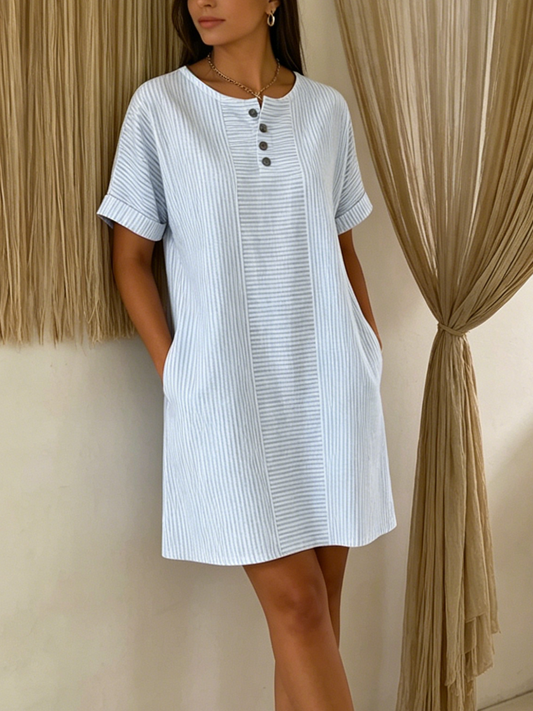 Nadine - Robe en Lin Rayée Femme