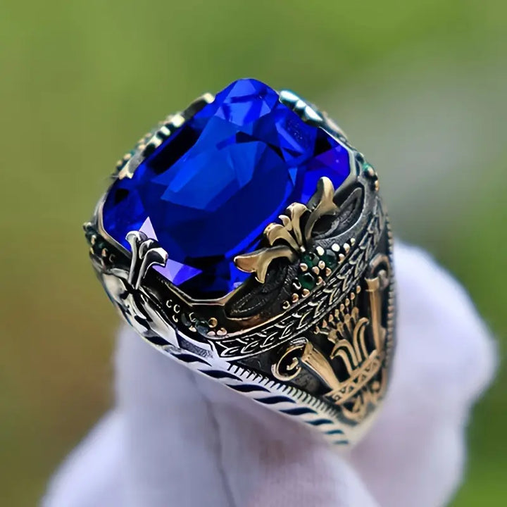 Bague Vintage en Argent Saphir — Doumira