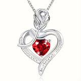 Collier Pendentif Cœur en Rubis Argenté — Doumira