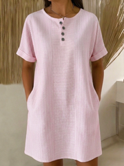 Nadine - Robe en Lin Rayée Femme
