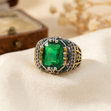Bague Vintage en Argent Émeraude — Doumira