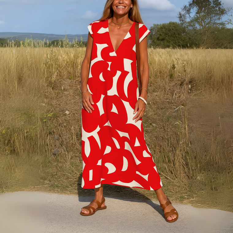 Camille - Robe Longue Imprimée Fluide