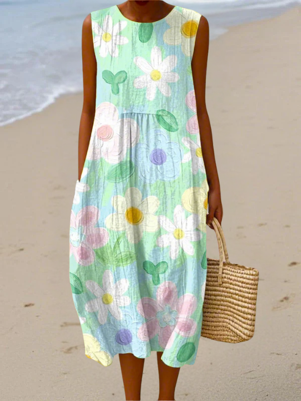 Sophie - Robe Lin Fluide Imprimée