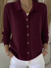 Camille - Cardigan Élégant Boutonné Col Chemise
