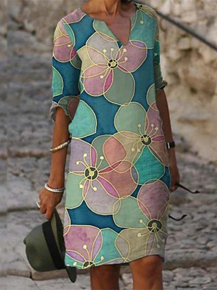 Camille - Robe Lin Fleurie Fluide