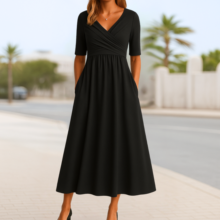 Corinne - Robe Portefeuille Manches Courtes Femme