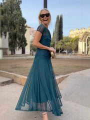 Robe Longue Femme en Mousseline Élégante - Nadine