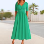 Corinne - Robe Portefeuille Manches Courtes Femme
