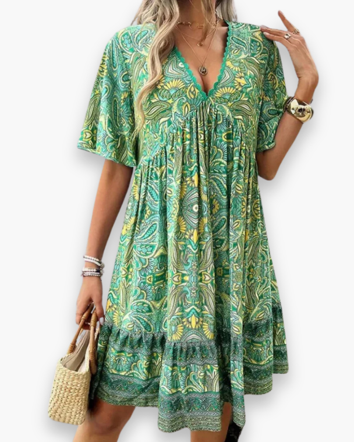 Robe Évasée À Manches Courtes Pour Femme | Midi d'été