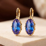Boucles d'oreilles pendantes en or et saphir — Doumira