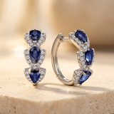 Boucles d'oreilles créoles en saphir argenté — Doumira
