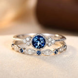 Bague Halo en Saphir Argenté — Doumira
