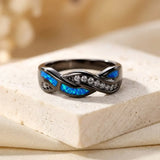 Bague en argent torsadée avec incrustation — Doumira