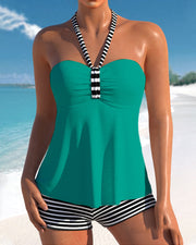 Chloé - Tankini Avec Col Licou Et Imprimé Rayé Tendance