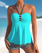 Chloé - Tankini Avec Col Licou Et Imprimé Rayé Tendance