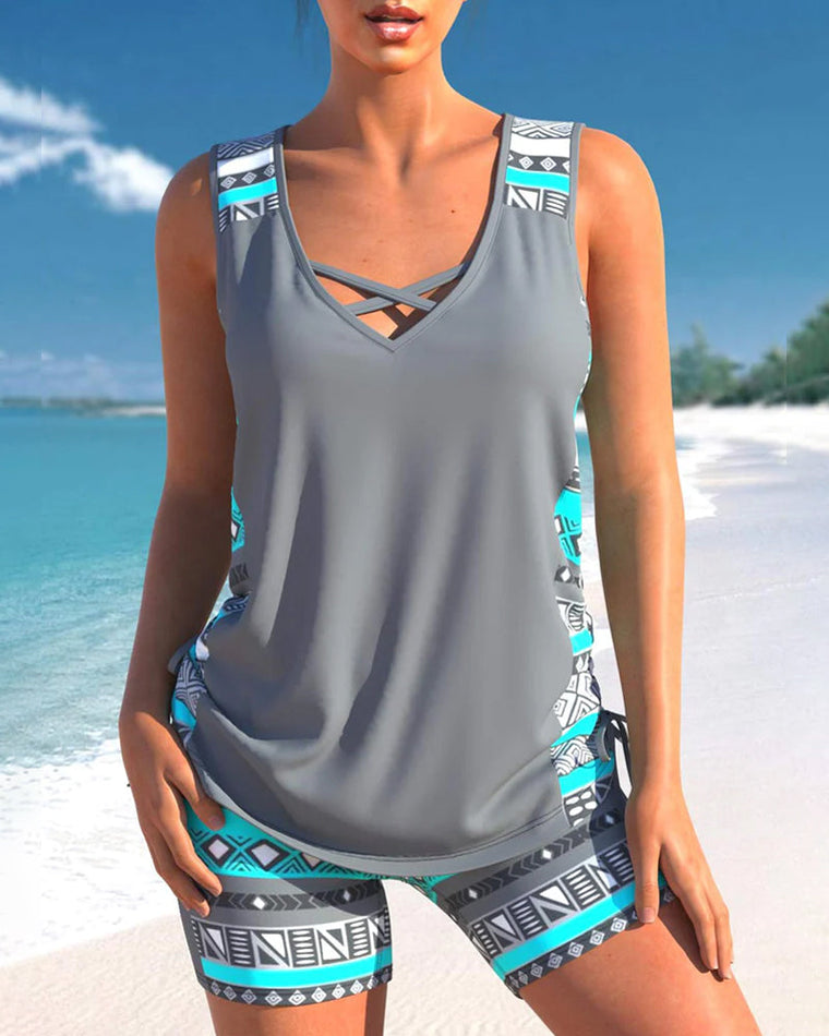 Margot - Tankini À Imprimé Feuillage Avec Tissu Léger