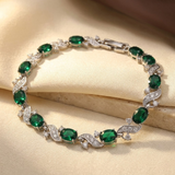 Bracelet Vintage en Émeraude Argentée — Doumira