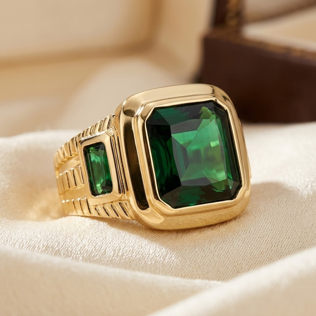 Bague Sceau en Or Émeraude — Doumira