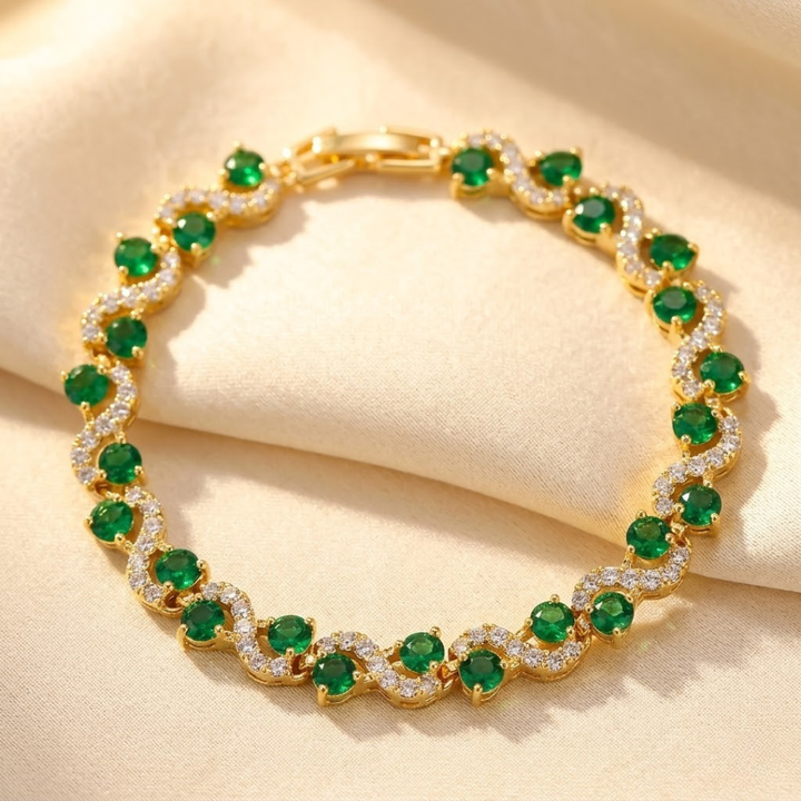 Bracelet Halo en Émeraude Dorée — Doumira