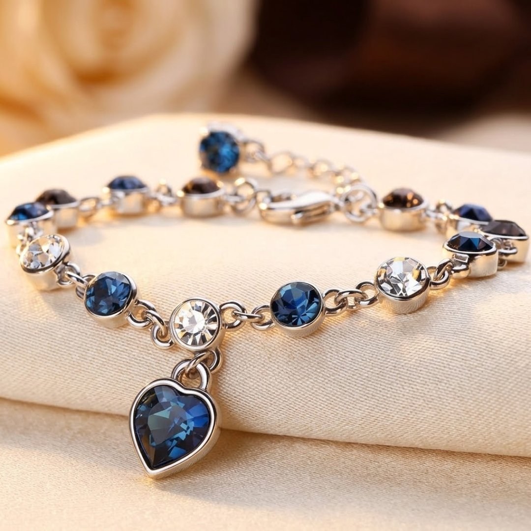Bracelet Chaîne en Cœur de Saphir Argenté — Doumira