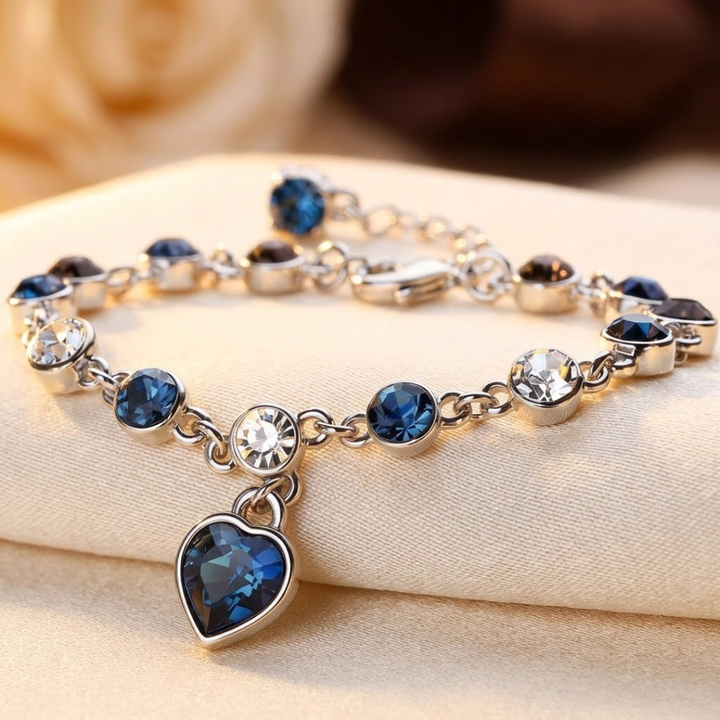 Bracelet Chaîne en Cœur de Saphir Argenté — Doumira