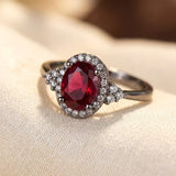 Bague Halo en Argent et Rubis — Doumira