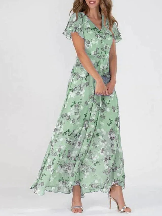 Nathalie - Robe Longue Femme Fleurie