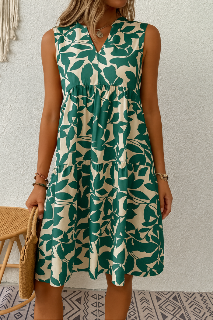 Isabelle - Robe Imprimé Feuilles Bohème