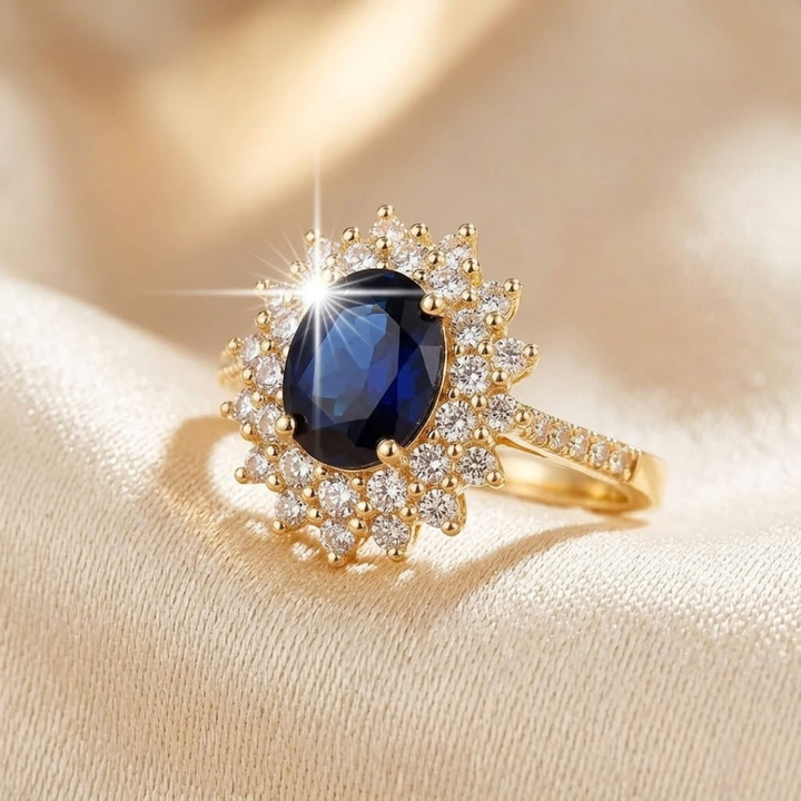 Bague Halo Saphir en Or — Doumira