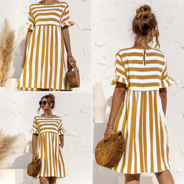 Nathalie - Robe Rayée d'Été Chic