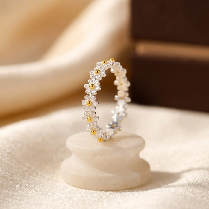 Bague Florale en Argent — Doumira