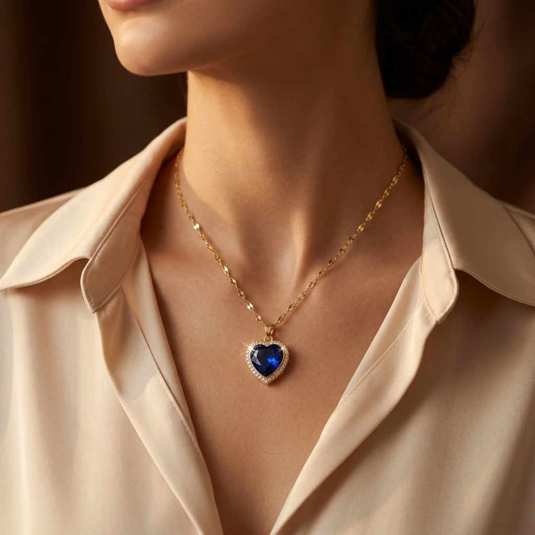 Collier en cœur de saphir doré — Doumira