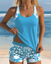Alina - Élégant Tankini Short Fleuri