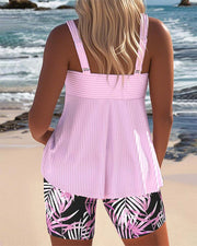 Marine - Tankini Sport Avec Legging Tropical