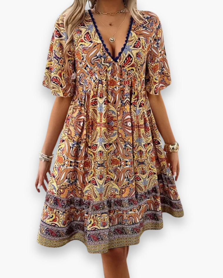 Robe Évasée À Manches Courtes Pour Femme | Midi d'été
