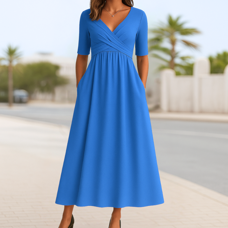Corinne - Robe Portefeuille Manches Courtes Femme