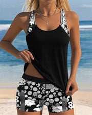 Alina - Élégant Tankini Short Fleuri
