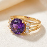 Bague en or avec améthyste à tige fendue — Doumira
