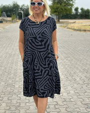 Patricia - Robe Courte Femme en Lin Imprimée
