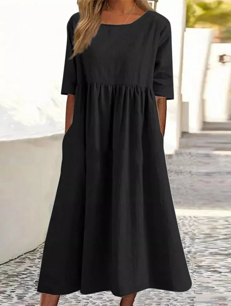 Claire - Robe Mi-Longue Lin Décontractée Femme