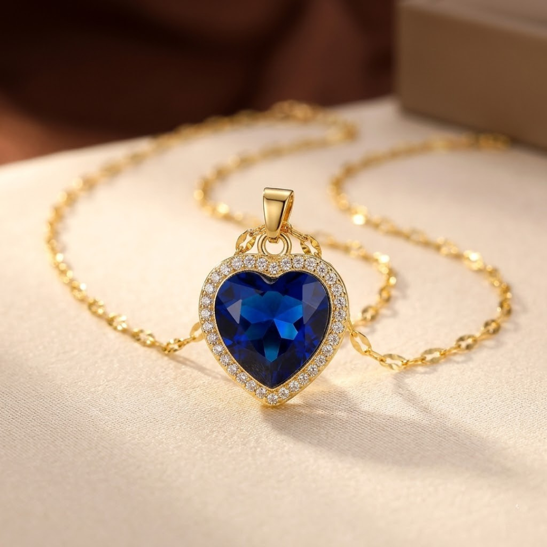 Collier en cœur de saphir doré — Doumira
