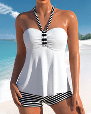 Chloé - Tankini Avec Col Licou Et Imprimé Rayé Tendance