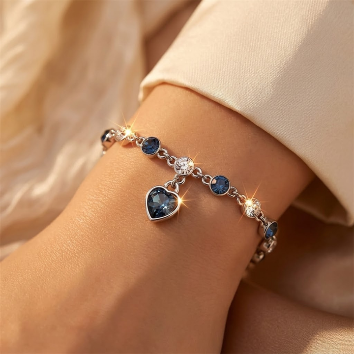 Bracelet Chaîne en Cœur de Saphir Argenté — Doumira