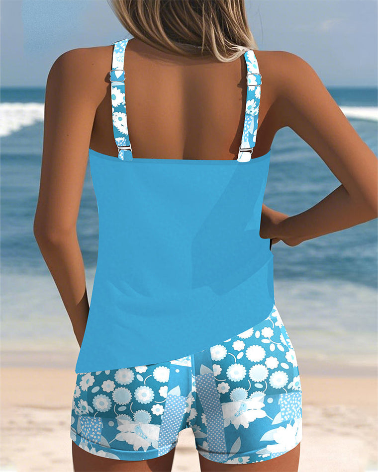 Alina - Élégant Tankini Short Fleuri