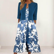 Léa - Robe Fleurie Midi Élégante