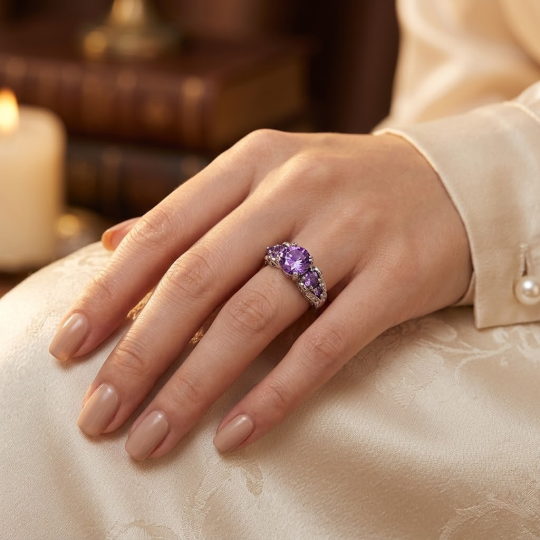Bague Vintage en Argent et Améthyste — Doumira