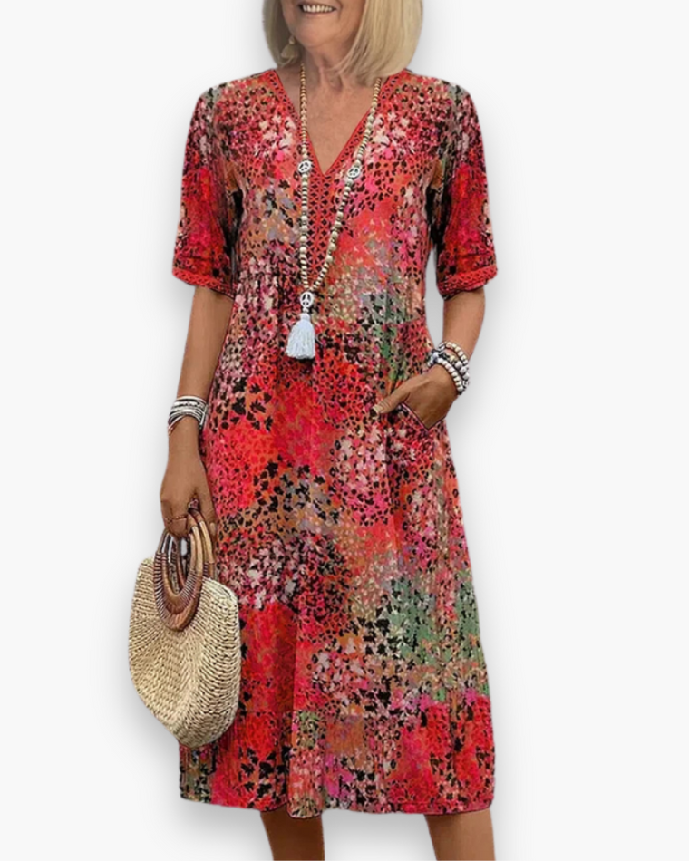 Robe Fleurie Midi pour Femme | Élégant et Confort