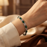 Bracelet Vintage en Émeraude Argentée — Doumira
