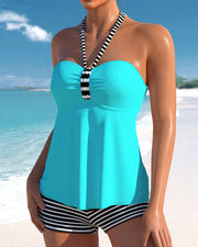 Chloé - Tankini Avec Col Licou Et Imprimé Rayé Tendance